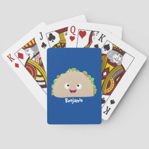 Cute lycklig leende taco tecknad illustration casinokort