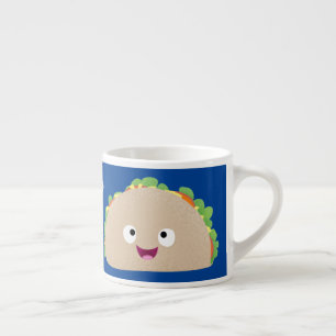 Cute lycklig leende taco tecknad illustration espressomugg