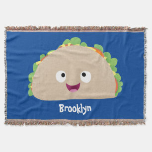 Cute lycklig leende taco tecknad illustration filt