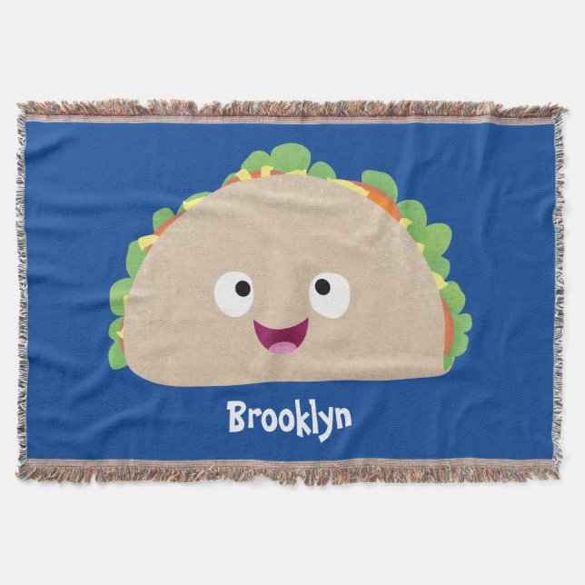 Cute lycklig leende taco tecknad illustration filt (Framsidan)