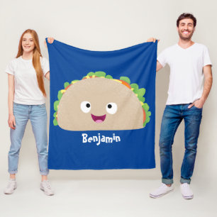 Cute lycklig leende taco tecknad illustration fleecefilt