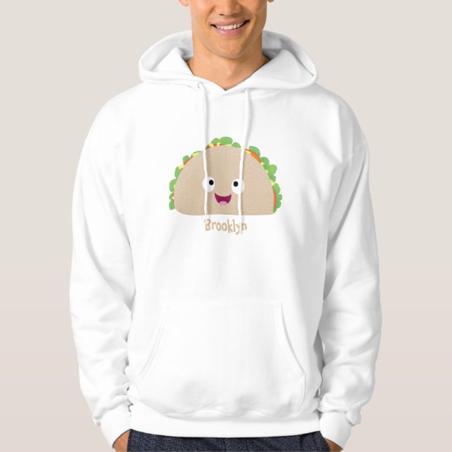 Cute lycklig leende taco tecknad illustration hoodie (Framsida)