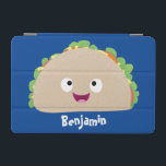 Cute lycklig leende taco tecknad illustration iPad mini skydd<br><div class="desc">Den här söta lycklig taco är redo till middag! Ritad i roligt tecknad stil.</div>