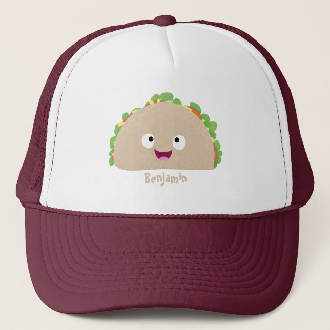 Cute lycklig leende taco tecknad illustration keps (Framsida)