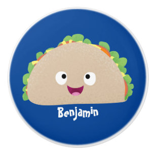 Cute lycklig leende taco tecknad illustration knopp