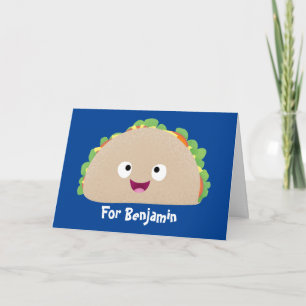 Cute lycklig leende taco tecknad illustration kort