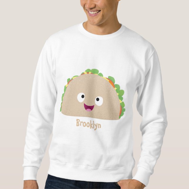 Cute lycklig leende taco tecknad illustration lång ärmad tröja (Framsida)