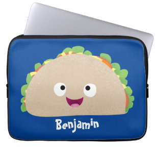 Cute lycklig leende taco tecknad illustration laptop fodral