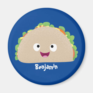 Cute lycklig leende taco tecknad illustration magnet
