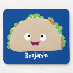 Cute lycklig leende taco tecknad illustration musmatta