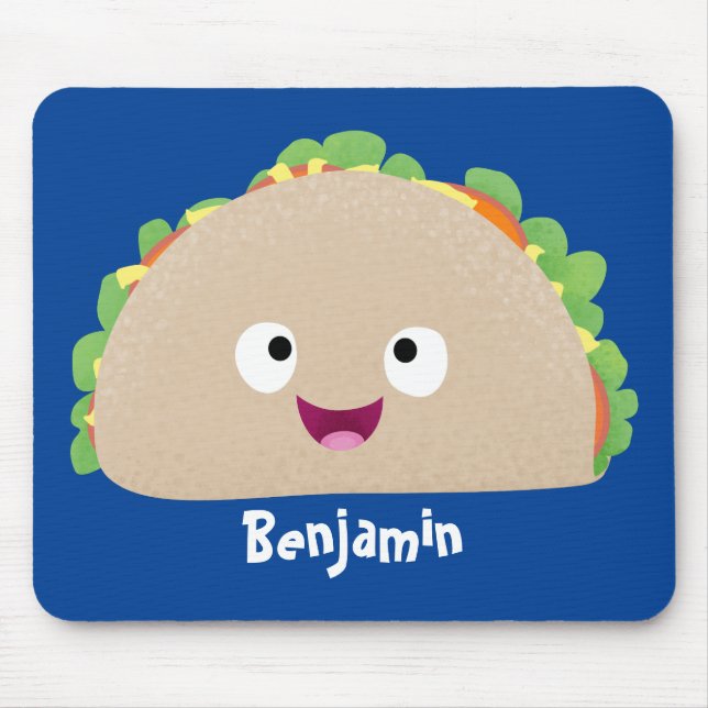 Cute lycklig leende taco tecknad illustration musmatta (Framsidan)