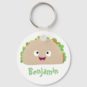 Cute lycklig leende taco tecknad illustration nyckelring