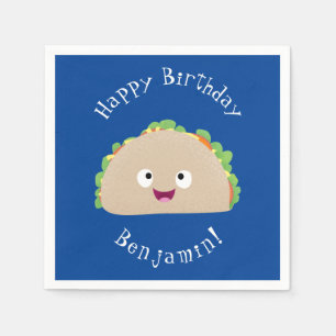 Cute lycklig leende taco tecknad illustration pappersservett