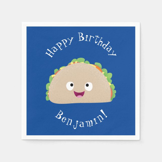 Cute lycklig leende taco tecknad illustration pappersservett (Framsidan)