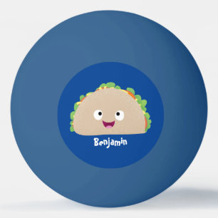 Cute lycklig leende taco tecknad illustration pingisboll