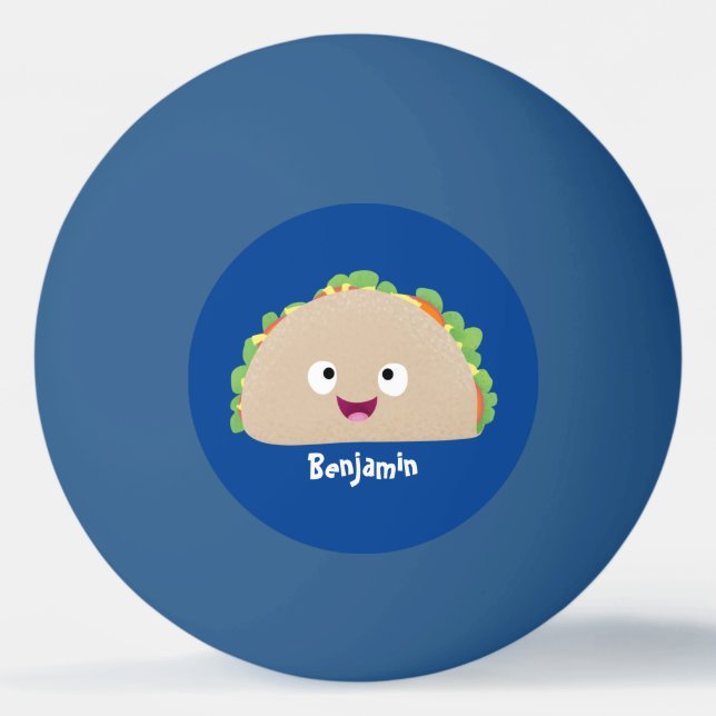 Cute lycklig leende taco tecknad illustration pingisboll (Framsidan)