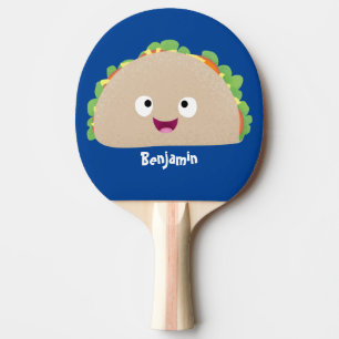 Cute lycklig leende taco tecknad illustration pingisracket