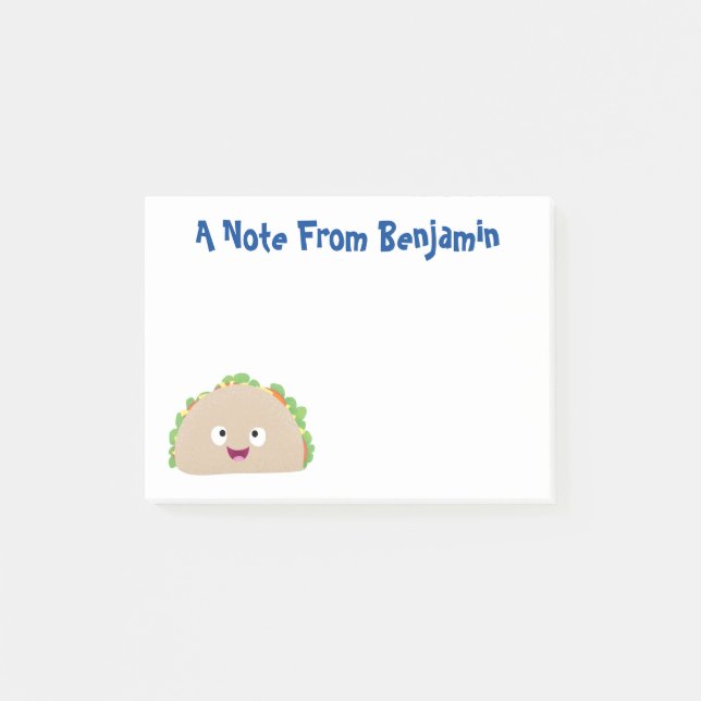 Cute lycklig leende taco tecknad illustration post-it block (Framsida)