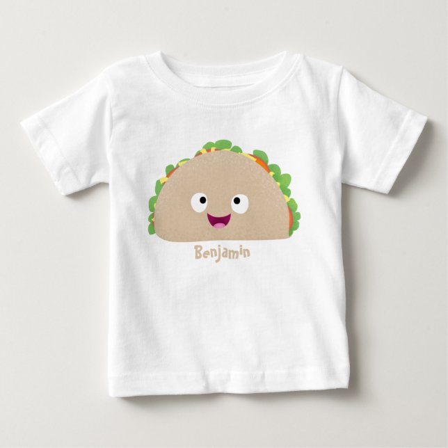 Cute lycklig leende taco tecknad illustration t shirt (Framsida)