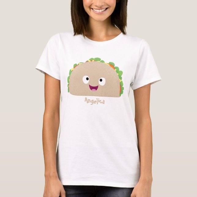 Cute lycklig leende taco tecknad illustration t shirt (Framsida)