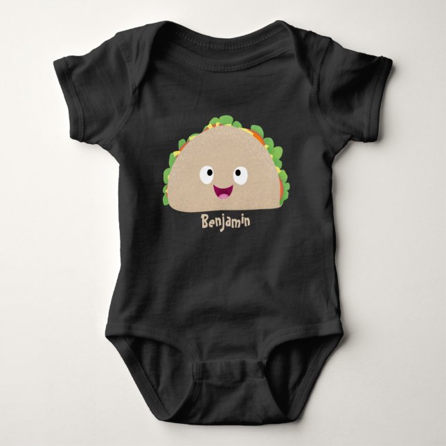 Cute lycklig leende taco tecknad illustration t shirt (Framsida)