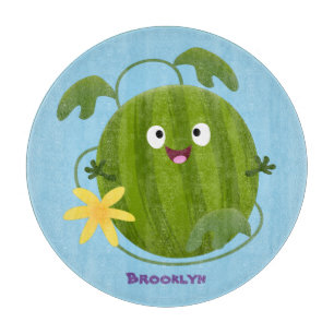 Cute lycklig leende vattenmelon tecknad