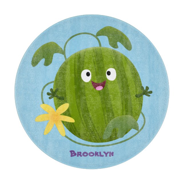 Cute lycklig leende vattenmelon tecknad (Framsidan)