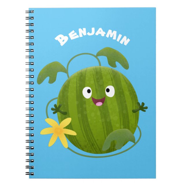 Cute lycklig leende vattenmelon tecknad anteckningsbok (Framsidan)