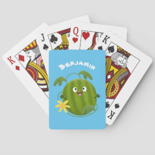 Cute lycklig leende vattenmelon tecknad casinokort