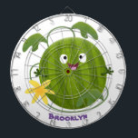 Cute lycklig leende vattenmelon tecknad darttavla<br><div class="desc">Den söta leende vattenmelonen är här för att ge dig fruktig roligt! Ritad i tecknaden lycklig,  illustration stil.</div>