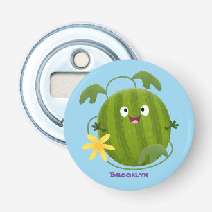 Cute lycklig leende vattenmelon tecknad flasköppnare