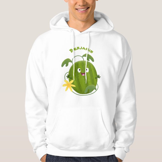 Cute lycklig leende vattenmelon tecknad hoodie (Framsida)