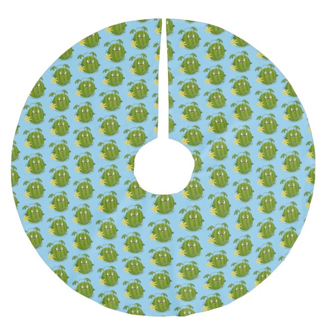 Cute lycklig leende vattenmelon tecknad julgransmatta borstad polyester (Framsidan)