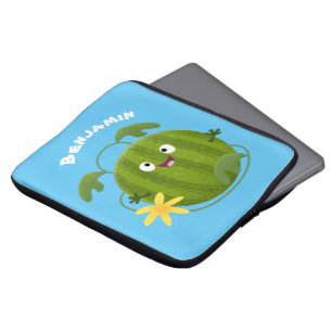Cute lycklig leende vattenmelon tecknad laptop fodral