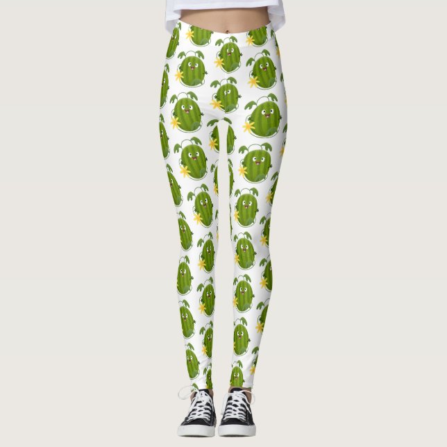 Cute lycklig leende vattenmelon tecknad leggings (Framsida)