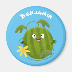 Cute lycklig leende vattenmelon tecknad magnet