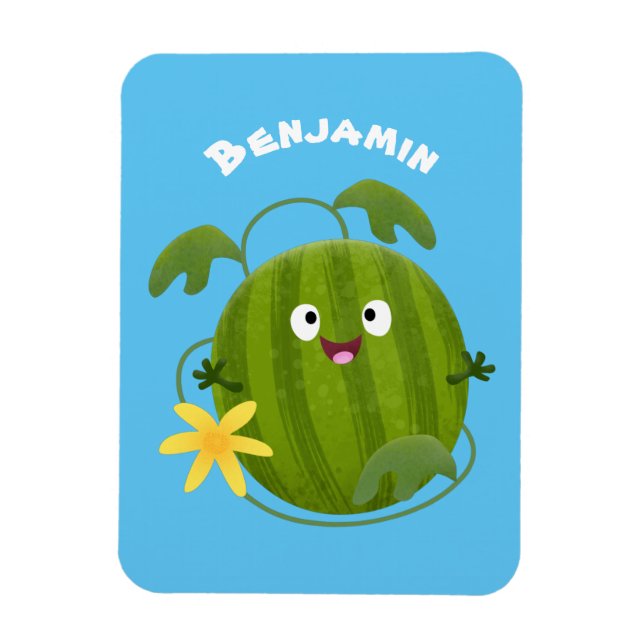 Cute lycklig leende vattenmelon tecknad magnet (Vertikal)