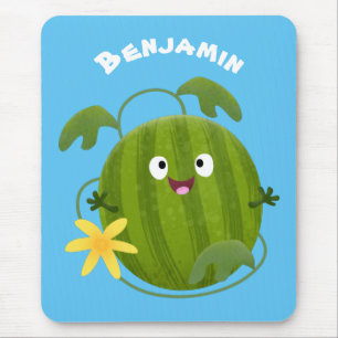Cute lycklig leende vattenmelon tecknad musmatta
