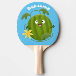 Cute lycklig leende vattenmelon tecknad pingisracket