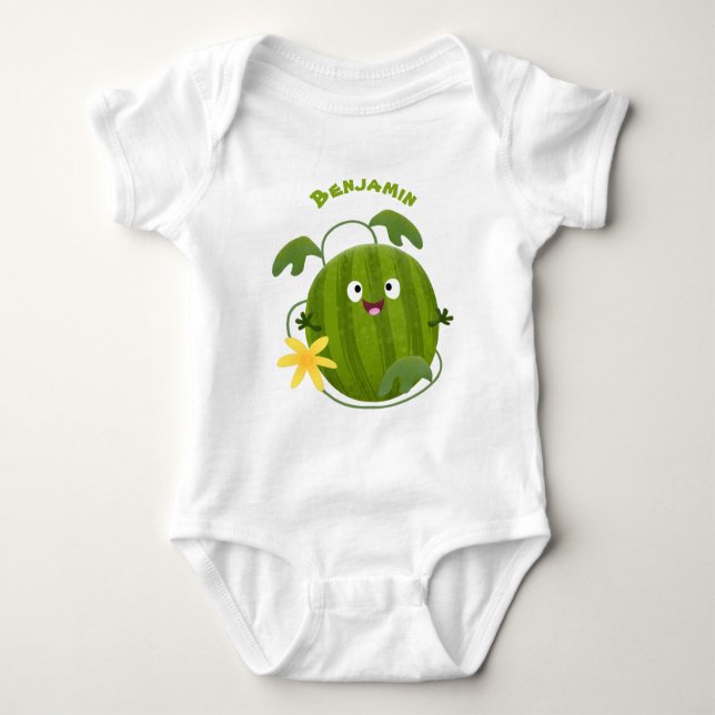 Cute lycklig leende vattenmelon tecknad t shirt (Framsida)