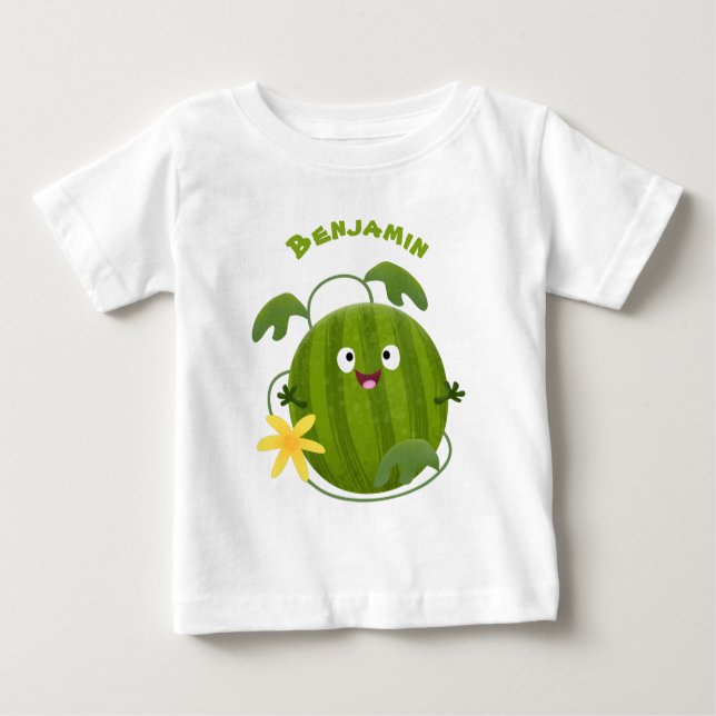 Cute lycklig leende vattenmelon tecknad t shirt (Framsida)
