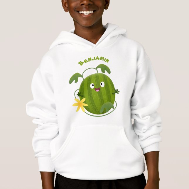 Cute lycklig leende vattenmelon tecknad t shirt (Framsida)