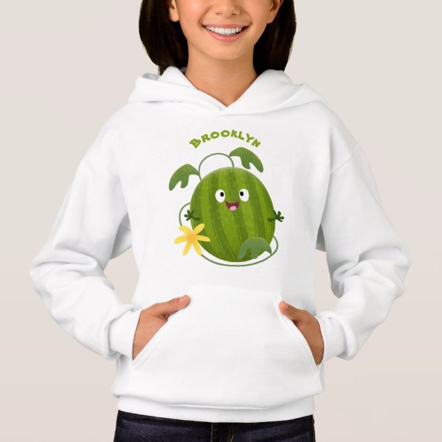 Cute lycklig leende vattenmelon tecknad t shirt (Framsida)