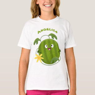 Cute lycklig leende vattenmelon tecknad t shirt