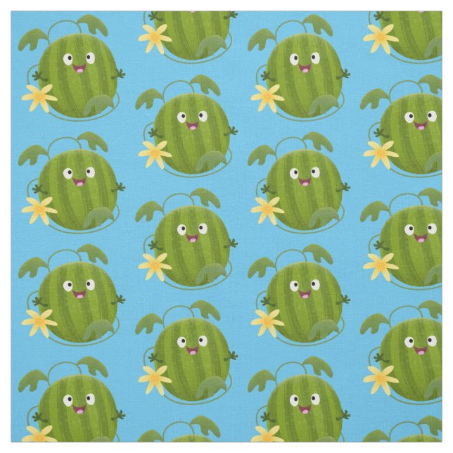Cute lycklig leende vattenmelon tecknad tyg (Provkarta)