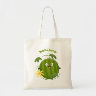 Cute lycklig leende vattenmelon tecknad tygkasse