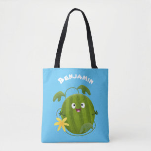 Cute lycklig leende vattenmelon tecknad tygkasse