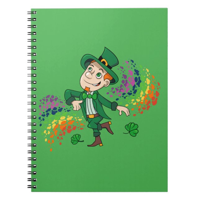 Cute lycklig ler leprechaun, regnbåge anteckningsbok (Framsidan)