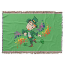 Cute lycklig ler leprechaun, regnbåge