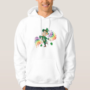 Cute lycklig ler leprechaun, regnbåge hoodie